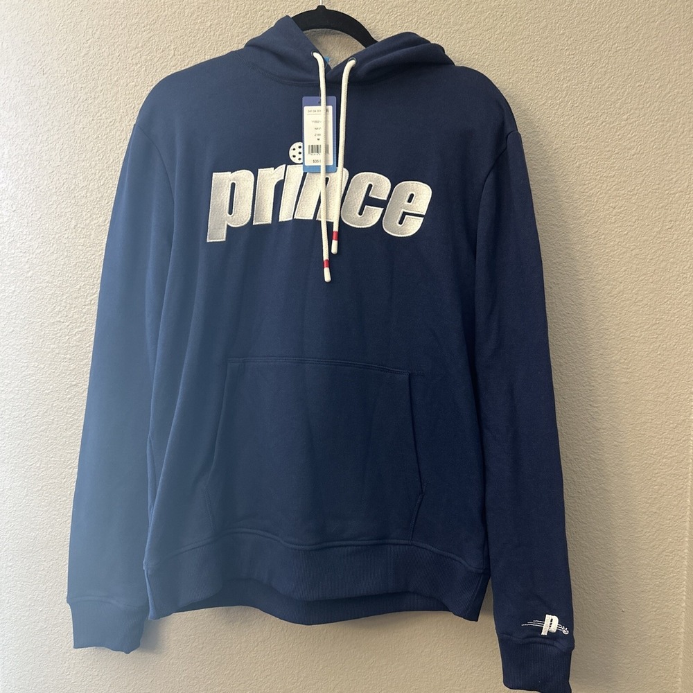 NWT Prince Pickleball Men's Fleece Hooded Pullover Sweatshirt - Navy Blue Medium
